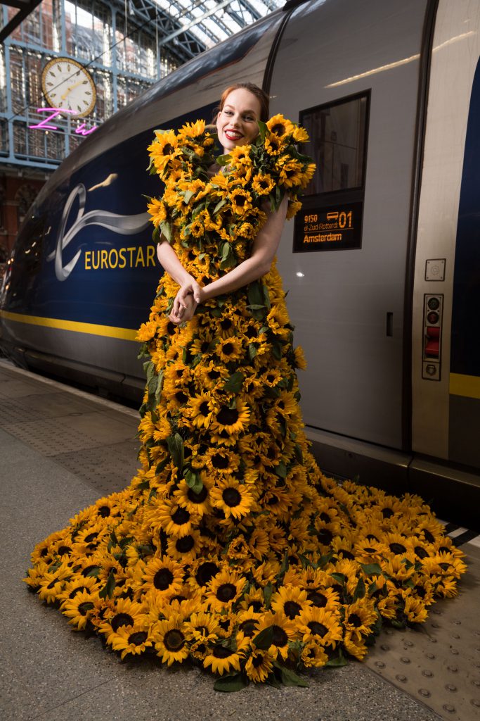 Eurostar unveils couture inspired sunflower dress for new Netherlands