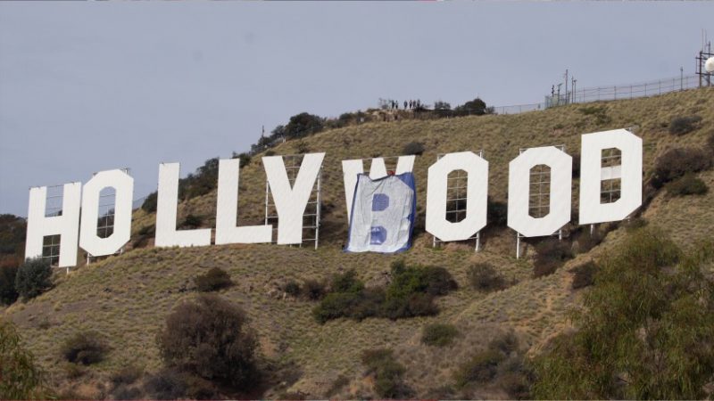 Hollywood sign is changed to ‘Hollyboob’ in an attempt to raise awareness for Breast Cancer