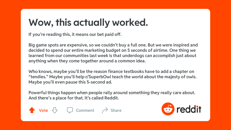 Reddit airs its very first ad during the Super Bowl Famous Campaigns