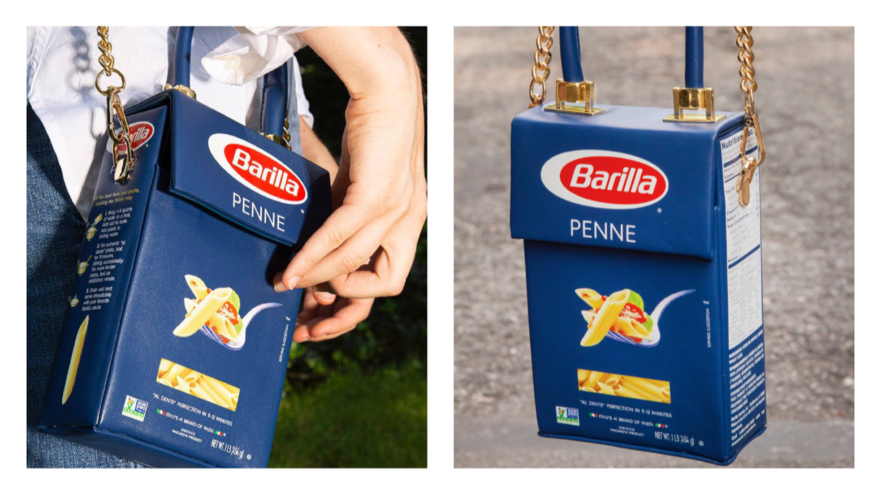 Artist creates pasta box handbag inspired by Barilla Famous Campaigns