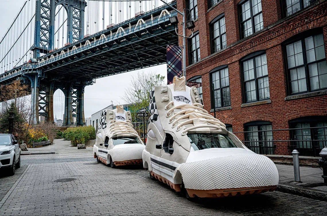 XL motorised sneakers hit the streets of New York in Vans stunt
