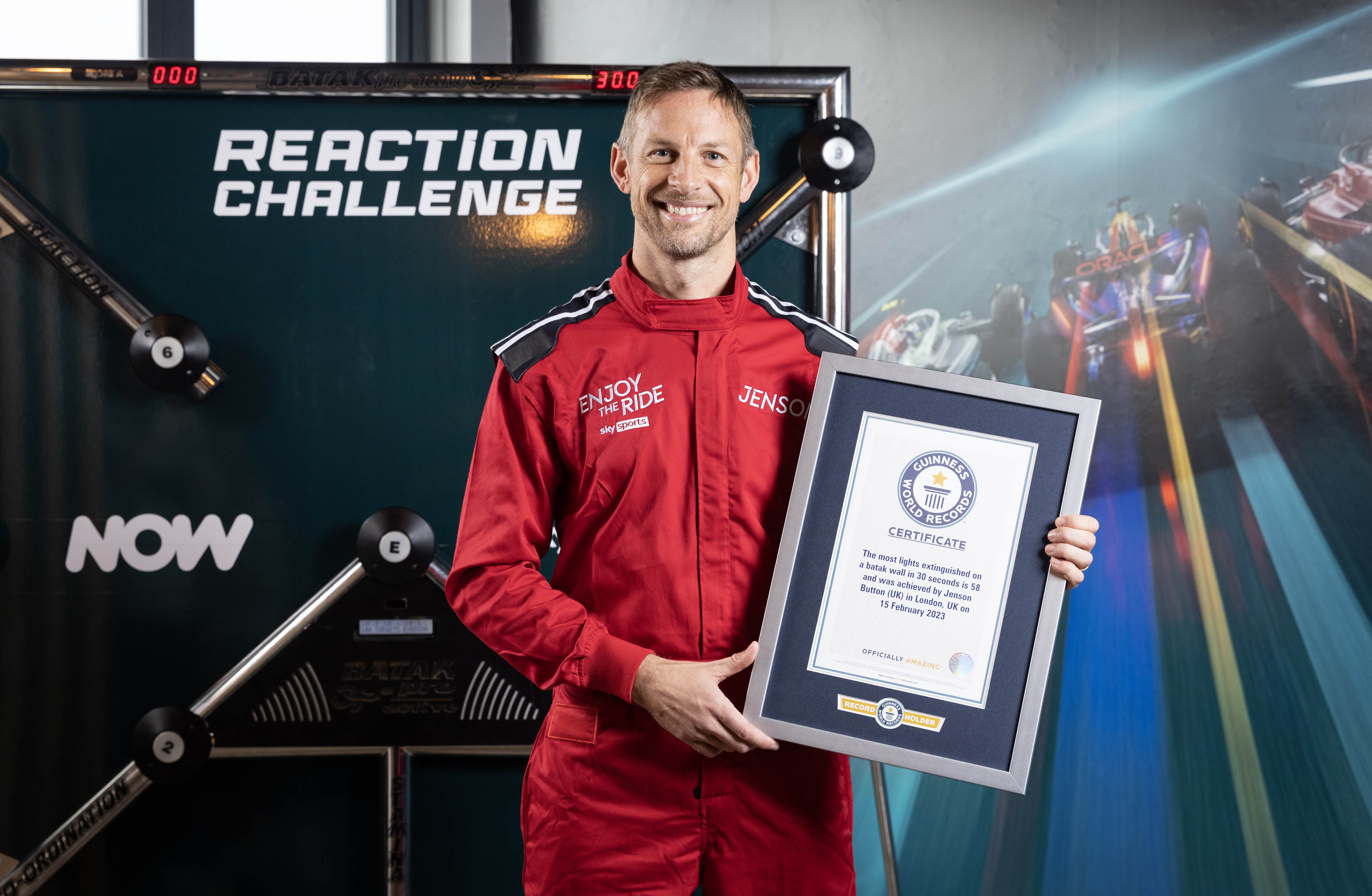 F1 legend Jenson Button breaks world record reflex challenge with NOW Famous Campaigns