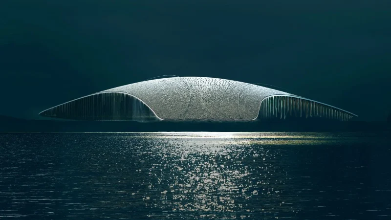 The Whale museum that looks like a giant whale diving into the sea
